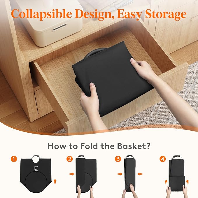 Lifewit 2 Pack 140L Laundry Basket with Aluminum Handles, Black | Collapsible Large Laundry Hamper, Waterproof Fabric, Freestanding Dirty Clothes Hampers for Dorm, RV, Bedroom, Laundry Room