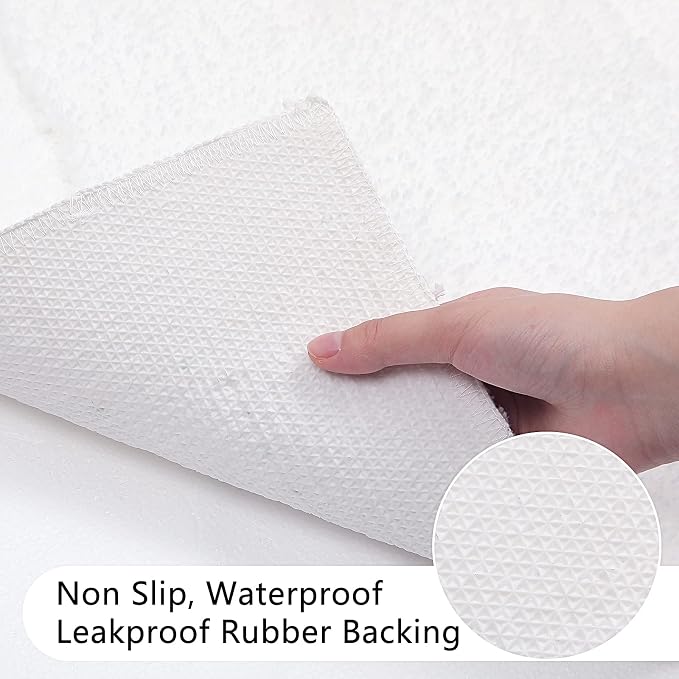 SHACOS Soft Microfiber White Bathroom Rugs Sets 2 Pieces 32x20 inch | Absorbent Plush Bath Rugs, Non Slip Washable Shaggy Bath Mats, Fluffy Bathroom Runner Floor Mats Shower Rug