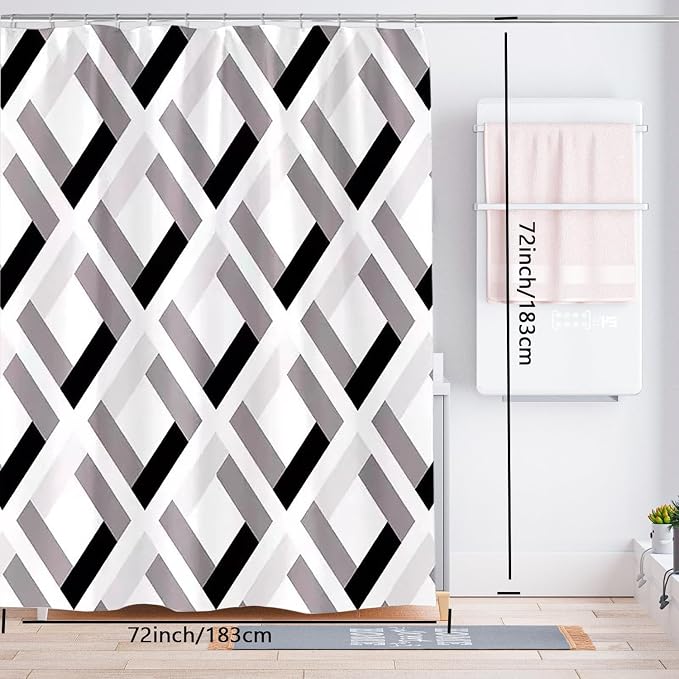 LLSCL Fabric Shower Curtain Liner with Magnets, Waterproof Hotel Quality, 72 x 72 Machine Washable
