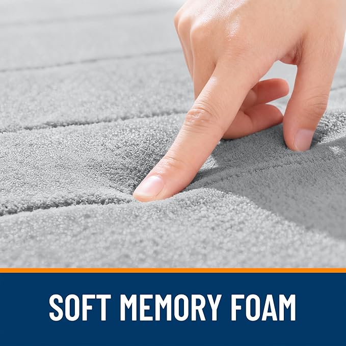 OLANLY Memory Foam Large Bath Mat 70x46, Super Soft Absorbent Bathroom Rugs | Light Gray, Quick Dry Bath Rug, Machine Washable Shower Floor Mats, Bathmat Carpet for Bathroom Floor, Tub and Shower