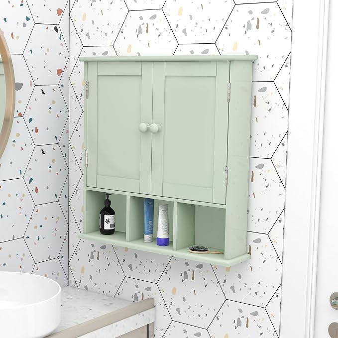 TaoHFE Green Medicine Cabinet,Bathroom Wall Cabinet with 2 Door | Adjustable Shelves,Over The Toilet Storage Cabinet,Green Bath room Cabinet Wall Mounted,Medicine Cabinets for Laundry Kitchen