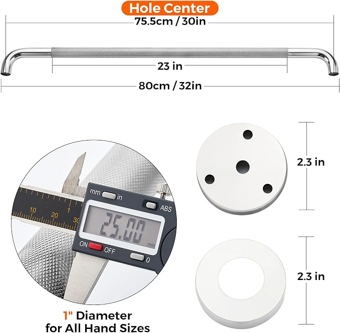 Grab Bars for Shower, 32 Inch Shower Handle, 2 Pack, Polished Nickel | Grab Bars for Bathroom, Stainless Steel, Anti-Slip Textured Grip, 1-Inch Diameter, Wall-Mounted Safety Support for Seniors