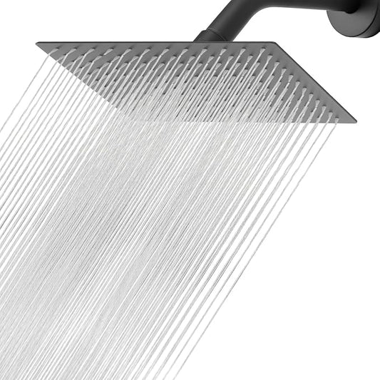 NearMoon Rain Shower Head, High Flow Stainless Steel Rainfall Shower, High Pressure Design, Awesome Shower Experience Even At Low Water Flow (12 Inch Rectangle, Matte Black)