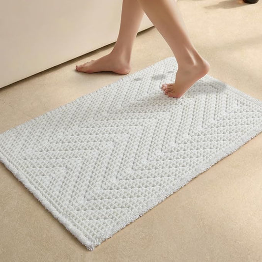 Sunfly Waffle Bath Mat, Boho Bathroom Rugs Non-Slip Washable Super Absorbent Quick Dry, Farmhouse Bathroom Decor 20"x30" Cream