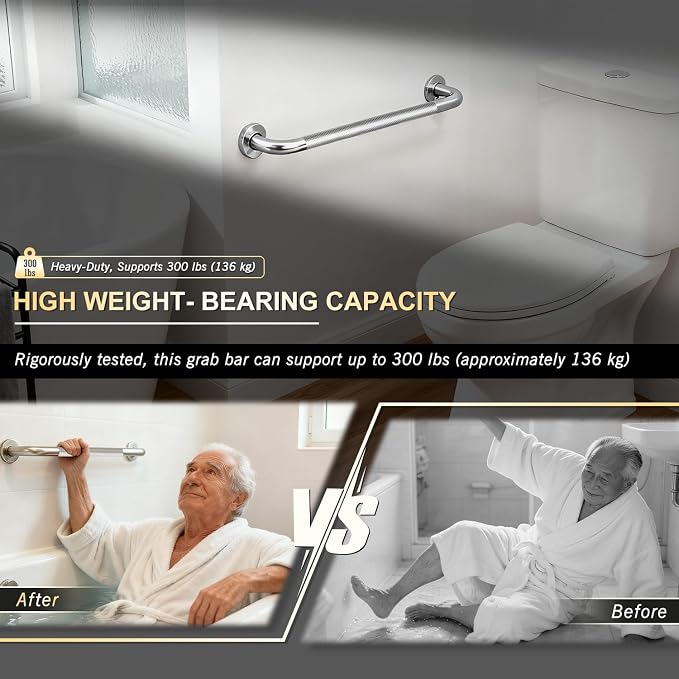supregear Grab Bars for Bathtubs and Showers, Anti Slip Bathroom Grab Bars for Seniors, 304 Stainless Steel Safety Shower Handle, Toilet Handicap Elderly Assist Bathroom Wall Handle, 32 inch