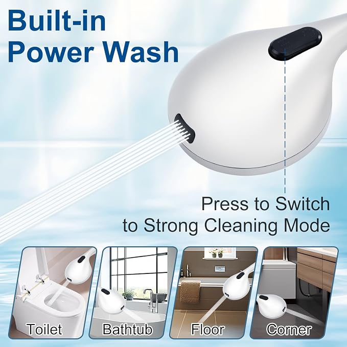 Shower Head with Handheld - Long Hose and All Metal Holder, High Pressure | All Metal Holder and Long Hose, Multi Mode Adjustment High Pressure Showerhead Sprayer