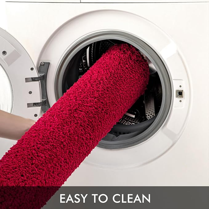 MIULEE Red Bathroom Rugs Soft Small Microfiber Bath Mat 16x24 Inch | Absorbent, Non Slip, Quick Dry, Fluffy Bath Rugs for Bathroom Floor Tub Showers, Machine Washable