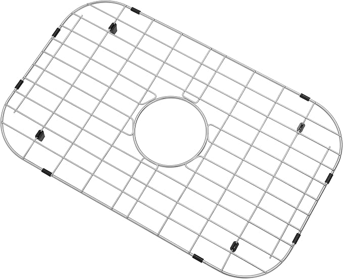 Sink Protectors Grid 22 63/64'' × 14 3/16'', Stainless Steel Sink Grids for Bottom of Kitchen Sinks, with Rear Drain for Single Bowl Sinks