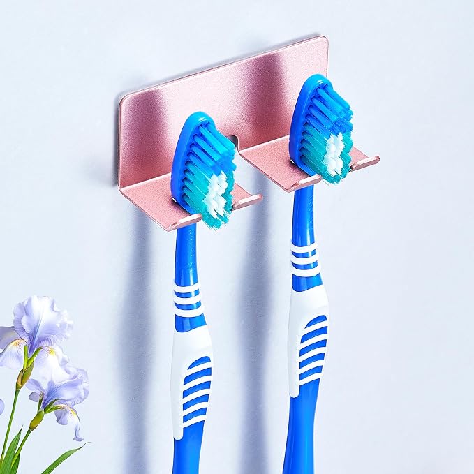 Electric Toothbrush Head Holder, Toothbrush Holders Wall Mounted, Electric Toothbrushs Holder, Bathroom Shower Tooth Brushing Holder, Tooth Brush Head Holder Organiser (Rose Gold, Small)