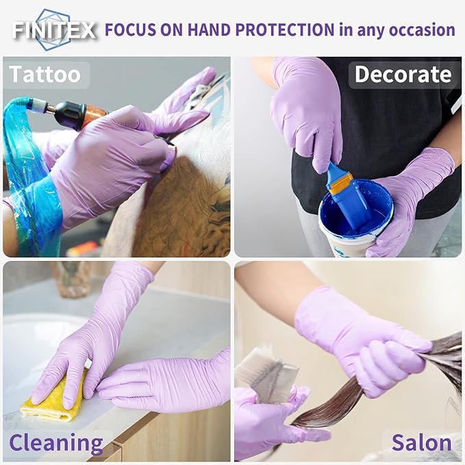 Nitrile Disposable Latex-Free Gloves Purple 5mil 100PCS Cleaning Glove | Powder-free, Latex-free, Industrial-grade,Purple,5mil Thick,12inch long,Comfortable fit,Examination,Food,House Home Cleaning