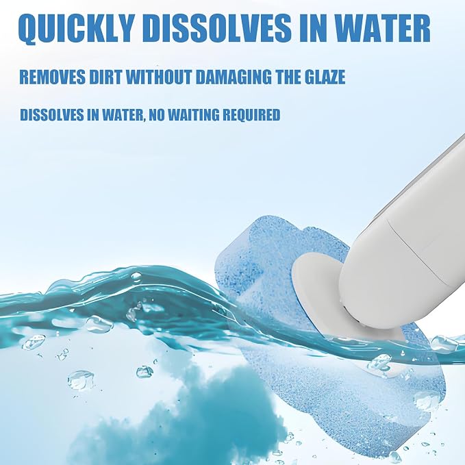 Disposable Brush with Holder & Refill Heads - Hygienic Sanitary Toilet Cleaner for Easy Cleaning, Streak-Free Fresh Bathroom, No Mess Disposable Toilet Bowl Cleaner Wand (1, White)