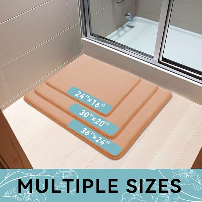 Smiry Memory Foam Bath Mat 36x24, Extra Soft and Absorbent Bathroom Rugs | Peach, Quick Dry Machine Washable Non-Slip Bath Mat for Bathroom Floor, Shower and Tub