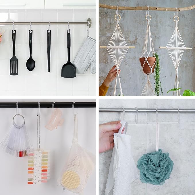48Pcs Plastic Shower Curtain Hooks C Shaped Shower Curtain Clear Rings