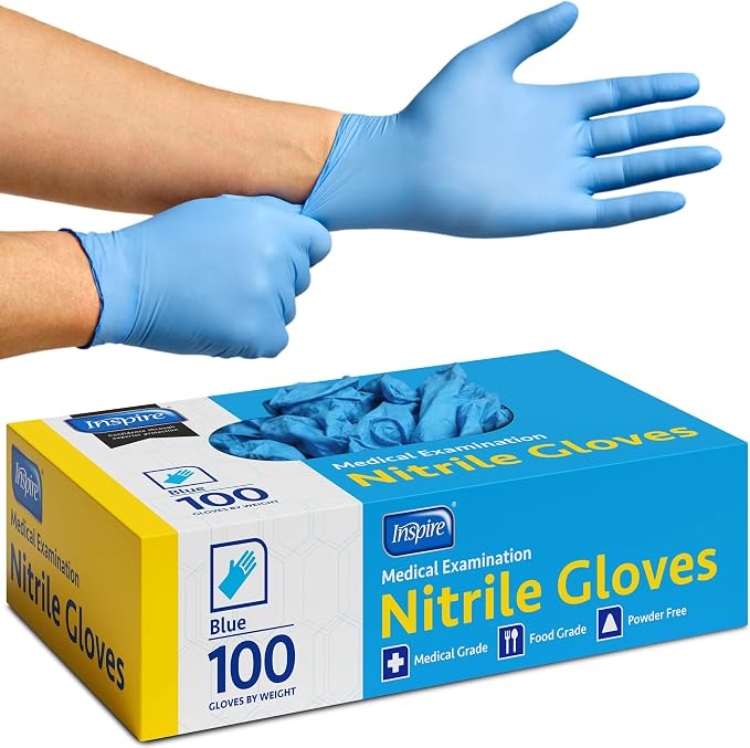 Inspire Black Nitrile Disposable Gloves | 4.5 Nitrile Disposable Safety Medical Cooking Cleaning Gloves