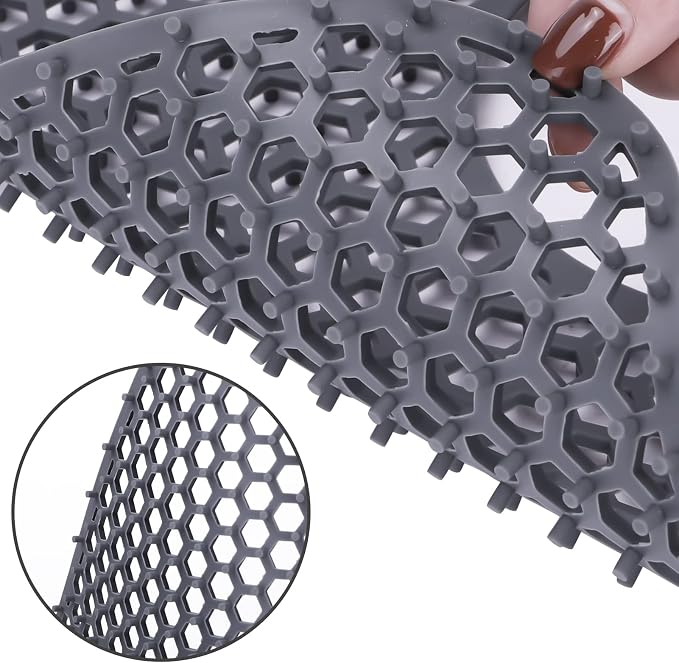 LONGFITE Sink Protector Mats 2 Pcs Silicone Kitchen Sink Mat Draining Heat Proof Mat with Rear Center Drain (Rear Drain)