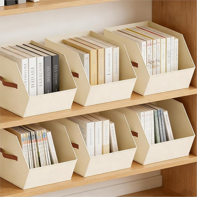Large Closet Storage Cubes - Closet Storage Bins with Dual Handles for Clothes, Towels, Toys, Shelf Organizer Bins for Bedroom, Nursery, Shelves, Small Spaces, Beige, 3 Pack