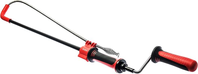 DrainX Toilet Auger Drain Plumbing Snake | Use with Drill or Manually, Angle Designed for Toilet Clogs, Plastic Guard for Porcelain Protection