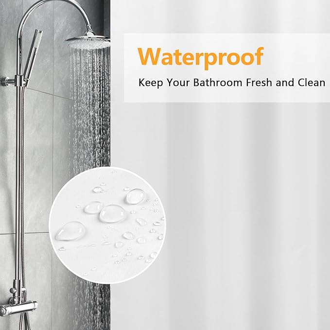 Seenus Waterproof Fabric Stall Shower Curtain Liner with 3 Large Magnets, 54 x 78 inch Long Cloth Shower Liner Washable, 54‘’ W White Lightweigt Bathroom Shower Stall Curtain