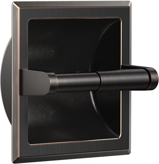 FORIOUS Recessed Toilet Paper Holder for Mega Rolls, Oil Rubbed Bronze | Stainless Steel Tissue Roll Holder Wall Mount for Bathroom Space-Saving Design, in Wall Toilet Paper Dispenser Insert
