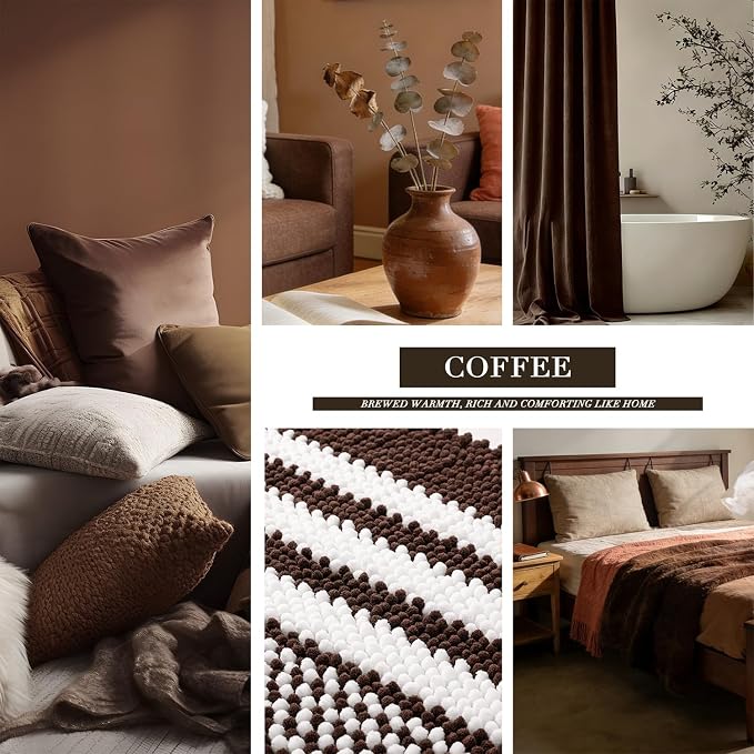 Bathroom Rugs, 30x20 Inch Extra Soft Absorbent Shaggy Chenille Bath Rugs, Non Slip Backing Quick Dry Machine Washable Modern Bath Mat for Bathroom Floor, Home Decor Accessories,Coffee