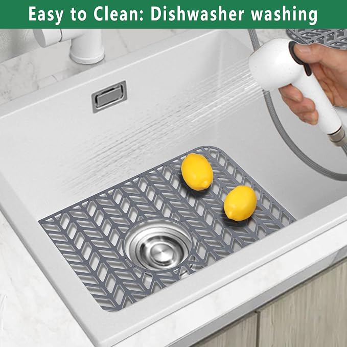 GUUKIN Sink Protectors for Kitchen Sink Grid 18-3/16" X 12-1/2" | Centered Drain for Single Sink Bowl with Corner Radius 4-11/16"