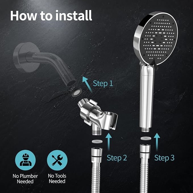 SR SUN RISE NSF Certified Filtered Shower Head 9-Spray Setting with Handheld for Hard Water to Remove Chlorine High Pressure Anti-Clog Nozzles (1 Filter, Chrome Silver)
