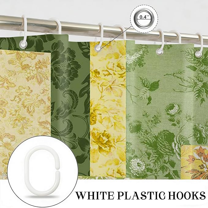 Mocsicka Vintage Boho Shower Curtain Retro Floral Shower Curtain Boho Floral Bathroom Decor Waterproof Mid Century Farmhouse Flowers Patchwork Bath Curtain 72 X 72 Inch