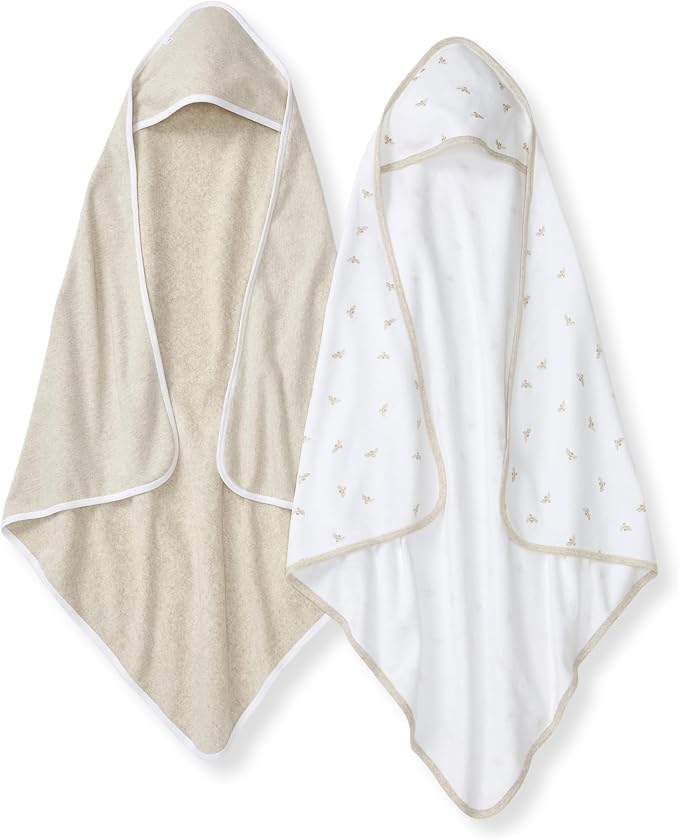 Burt's Bees Baby Infant Hooded Towels, Unisex Bath Essentials, 2-Pack | Soft and absorbent knit terry 100% organic cotton baby hooded towel that is durable and soft, measures 29" x 29"