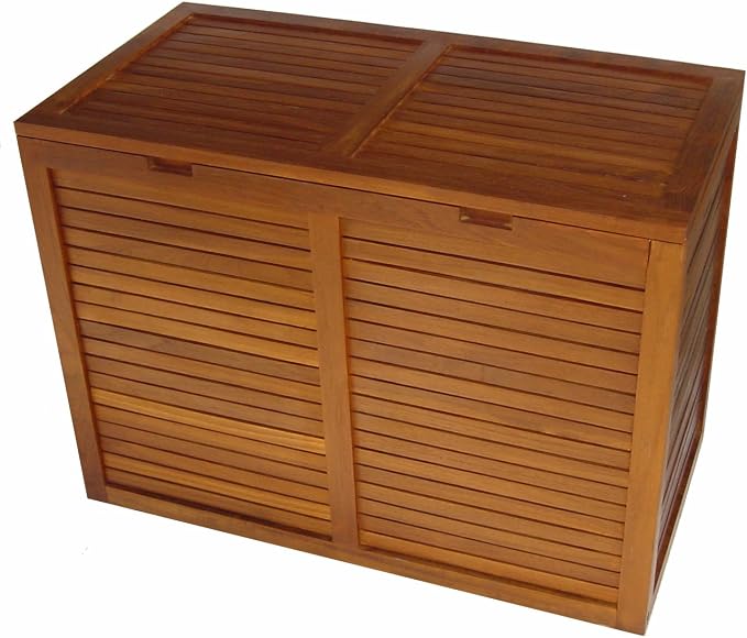 The Original Spa Double Teak Laundry or Storage Hamper | Durable, Water-Resistant Teak Construction, Indoor & Outdoor Use