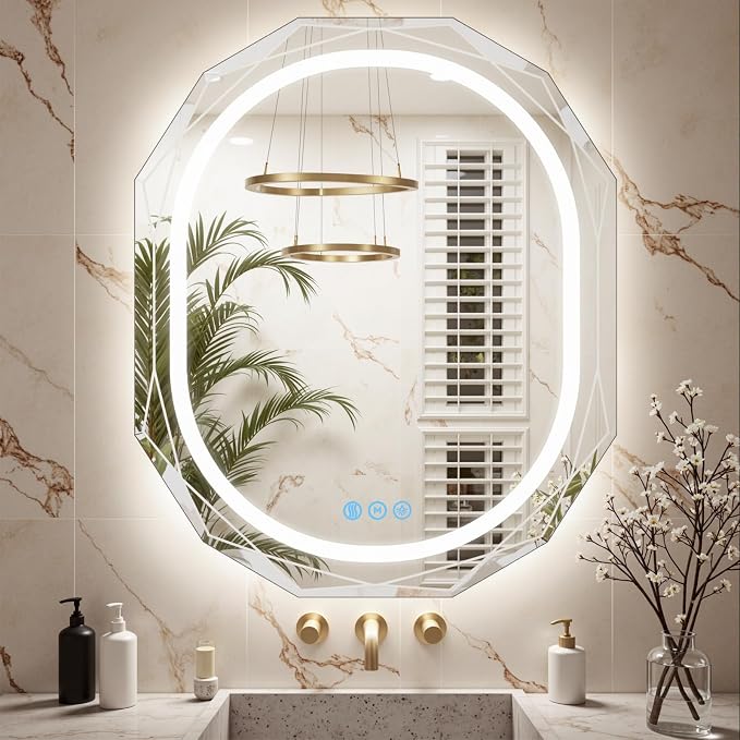 30"x36" Oval LED Bathroom Vanity Mirror, Backlit Anti-Fog Frameless | Beveled Edge, Dimmable 3 Colors, Memory Function, HD Shatterproof Tempered Glass, Lighted Mirror for Wall