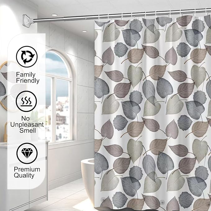 TIKABC Shower Curtain Liner, 4G PEVA Shower Liner, Plastic Waterproof Shower Curtains, 72x72 inch with Grommet Holes 3 Magnetic Weights