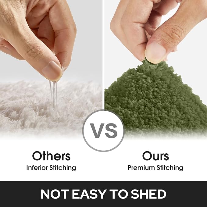 HOMEIDEAS Bathroom Rugs Sets 2 Piece, Super Soft and Absorbent Non Slip Microfiber Machine Washable Bath Mat Set (20" x 32" + 16" x 24", Sage Green)