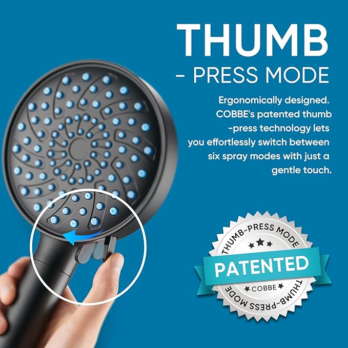 Cobbe Filtered Shower Head with Handheld, Water Softener for Hard Water | Upgraded High Pressure 7 Spray Mode Shower Head with Filters - Remove Chlorine - Reduces Dry Itchy Skin, Matte Black