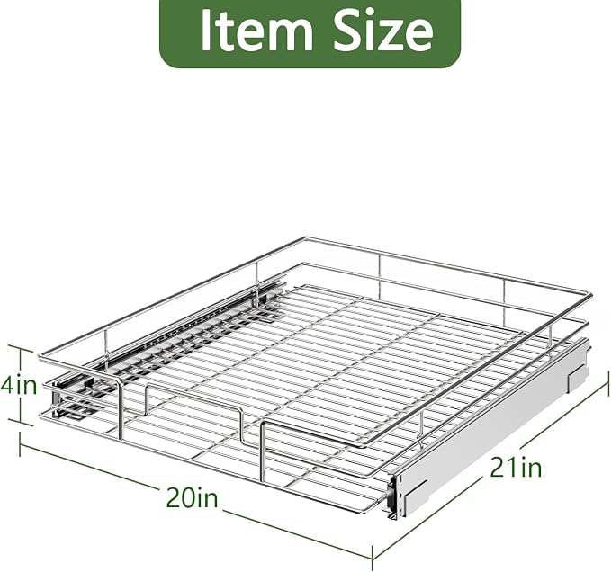 LOVMOR Pull Out Cabinet Organizer 20"W x 21"D, Kitchen Cabinet Pull Out Shelves Slide Out Storage…