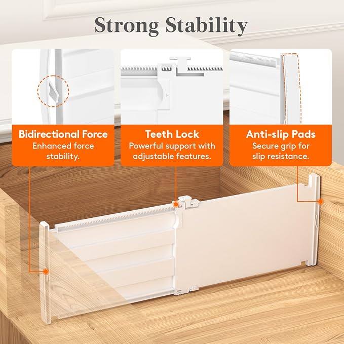 Lifewit 6" Tall Drawer Dividers, Adjustable Deep Drawer Organizer Clothes | 9 Pack 11.5"-18.5" Expandable White Plastic Separators for Dresser, Kitchen, Cabinet, Closet, Office Organization & Storage
