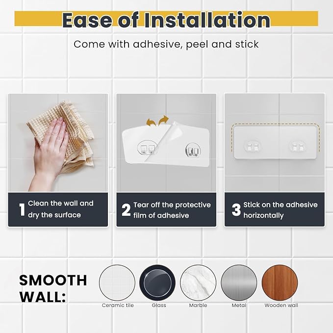 OMAIRA 3-Pack Shower Caddy with Soap Holder, Adhesive Rustproof No-drill Strudy Loading Inside Shower Organizer Shelves Rack Storage Bathroom Organization for Smooth Wall Glass Tile, White (XX-Large)