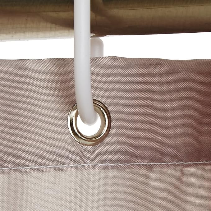 Amazon Basics Bathroom Shower Curtain, Water Resistant Fabric with Rust Proof Grommets & Hooks, Weighted Hem, Machine Washable, 72"x72", Light Brown, Beige