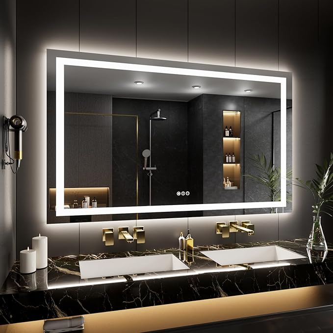 LOAAO 80"X40" LED Bathroom Mirror with Lights | Anti-Fog, Dimmable, 3 Color Temperature, Backlit + Front Lit, Memory Function, Tempered Glass, UL Listed