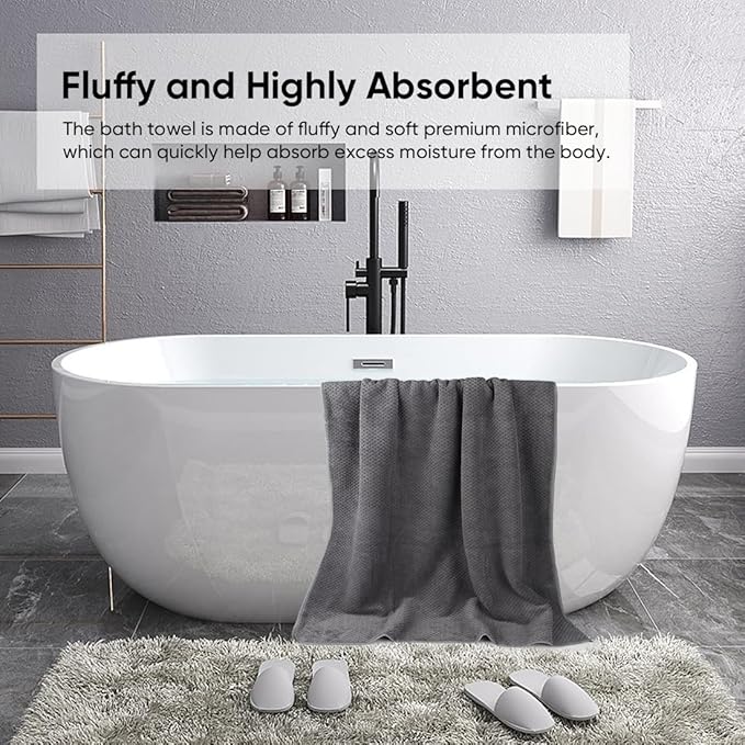 HOMEXCEL Bath Sheets 2PK, 35x70 in, Absorbent&Soft, Extra Large Bath Towel | Lightweight and Quick Drying Microfiber Towels for Bathroom, Yoga, SPA, Fitness, Grey