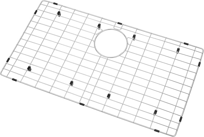 LQS Kitchen Sinks Grid, Sink Protectors for Kitchen Sinks 28 3/8" x 15 3/8" with Rear Drain Hole for Single Sink Bowl, Stainless Steel Sinks Grate, Sink Protector, Sinks Bottom Grid
