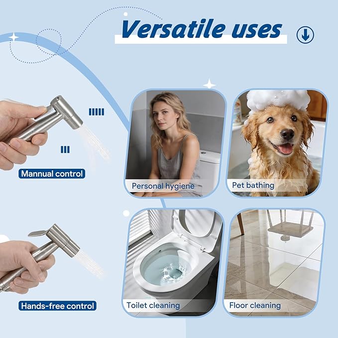 Handheld Bidet Sprayer for Toilet - Feminine Wash, Toilet Cleaning - Stainless Steel, Adjustable Water Pressure, Easy Installation
