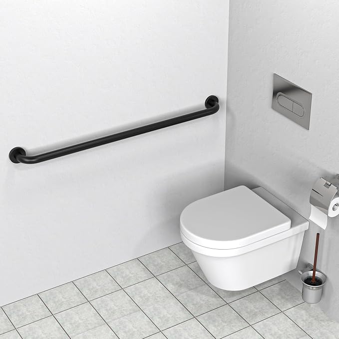 ZUEXT 42 Inch Extra Long Matte Black Stainless Steel Shower Grab Bar | Wall Mounted Shower Handle Grab Bars, Support Rail for Bathtub Shower Toilet, Seniors Elderly Handicap Safety, 1.25" Diameter