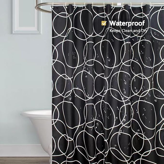 LLSCL Fabric Shower Curtain Liner with Magnets, Waterproof Hotel Quality, 72 x 72 Machine Washable