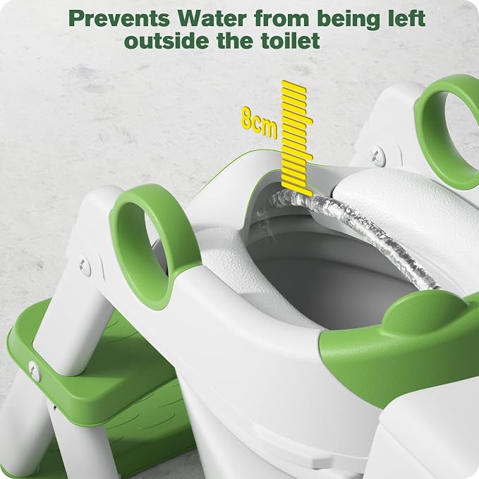 Potty Training Seat, Upgrade Toddler Toilet Seat for Kids Boys Girls, 2 in 1 Potty Training Toilet, Splash Guard Anti-Slip Pad Step Stool(Green)