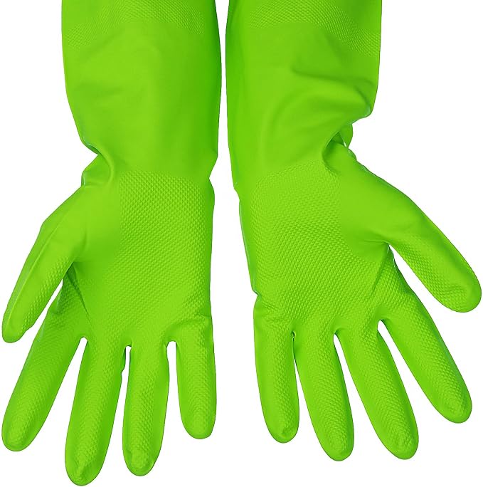 Latex Free Nitrile Cleaning Gloves, Large, 3 Pairs | 12 Mil Thick, Reusable Gloves with Non-Slip Grip, Waterproof for Dishwashing, Kitchen, Bathroom & Household Cleaning