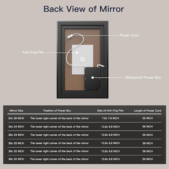 ISKM 32x24 Framed LED Bathroom Mirror, Dimmable Front & Backlit, Anti-Fog | 3 Color Temps(3000K/4000K/6000K), Stepless Dimming 10%-100%,Shatterproof Tempered Glass, IP65 Waterproof,Plug-In or Hardwired