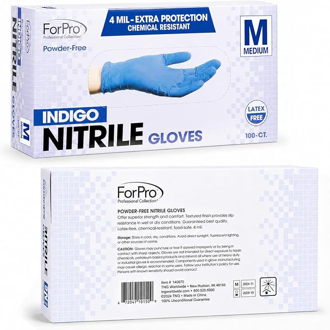 ForPro Disposable Nitrile Gloves, 4 mil, Food Safe, Latex-Free, Non-Sterile | for Salon, Exam & Cleaning Use, Multi-Purpose Gloves, Salon & Spa Essentials, Manicure & Pedicure Supplies, Home & Salon Use