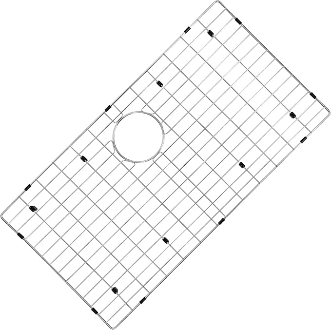 Kitchen Sink Grid and Sink Protectors, 31 1/2"x16 15/16" Sink Grid | Stainless Steel Sink Grids for Bottom of Kitchen Sinks, 31 1/2"x16 15/16" with Rear Drain for Single Bowl Sinks