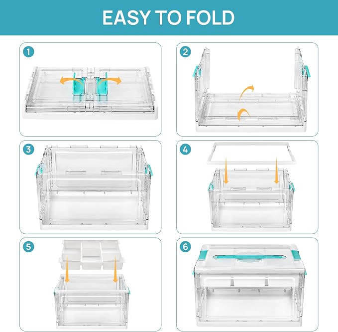 Vtopmart 24 QT Clear Plastic Craft Storage Box with Tray & Dividers, 2 Pack | Art Supply Organizer for Coloring Books, Craft Supplies, Modeling Clay, Molds, Easy Access