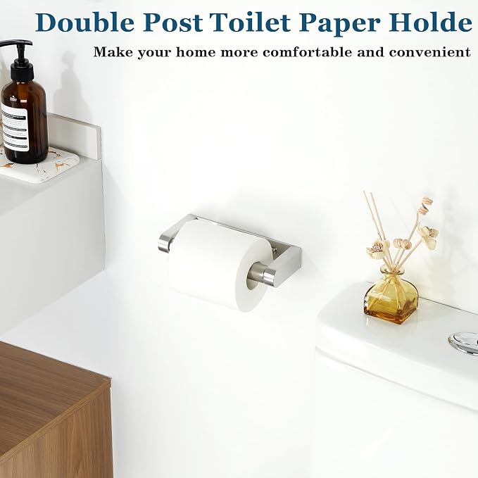 Alise Toilet Paper Holder Wall Mounted with Adhesive or Wall Drill, Brushed | Spring Loaded, SUS304 Stainless Steel,Bathroom Toilet Paper Roll Holder For Toilet, Washroom, RV